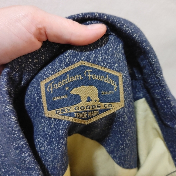 Freedom Foundry Flannel Button Front Shirt Heathered Navy Blue Brushed Cotton M - Picture 5 of 9